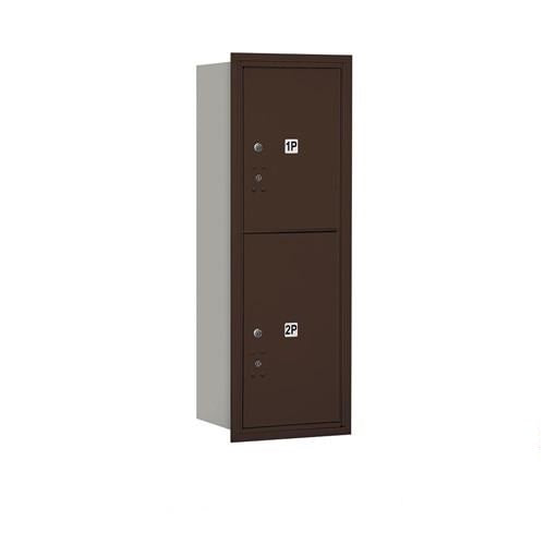 Mailboxes 3711S-2PZRP Salsbury 11 Door High Recessed Mounted 4C Horizontal Parcel Locker with 2 Parcel Lockers in Bronze with Private Zccess - Rear Loading