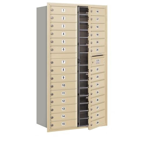 Mailboxes 3716D-29SFP Salsbury Maximum Height Recessed Mounted 4C Horizontal Mailbox with 29 Doors in Sandstone with Private Sccess - Front Loading