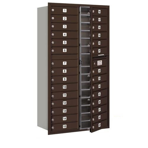 Mailboxes 3716D-29ZFP Salsbury Maximum Height Recessed Mounted 4C Horizontal Mailbox with 29 Doors in Bronze with Private Zccess - Front Loading