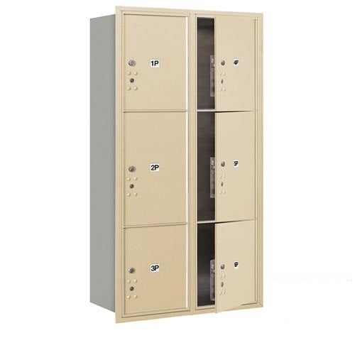 Mailboxes 3716D-6PSFP Maximum Height Recessed Mounted 4C Horizontal Parcel Locker with 6 Parcel Lockers in Sandstone with Private Sccess - Front Loading