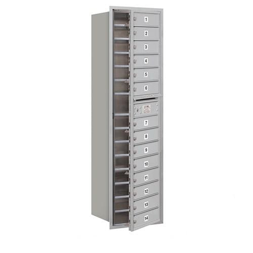 Mailboxes 3716S-14AFP Salsbury Maximum Height Recessed Mounted 4C Horizontal Mailbox with 14 Doors in Aluminum with Private Access - Front Loading