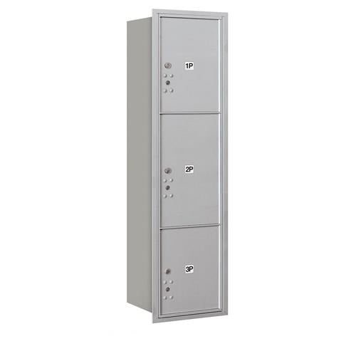 Mailboxes 3716S-3PARP Salsbury Maximum Height Recessed Mounted 4C Horizontal Parcel Locker with 3 Parcel Lockers in Aluminum with Private Access - Rear Loading