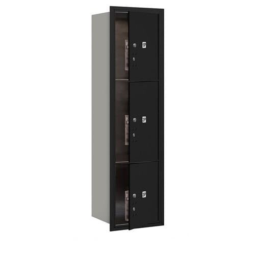 Mailboxes 3716S-3PBFP Salsbury Maximum Height Recessed Mounted 4C Horizontal Parcel Locker with 3 Parcel Lockers in Black with Private Bccess - Front Loading