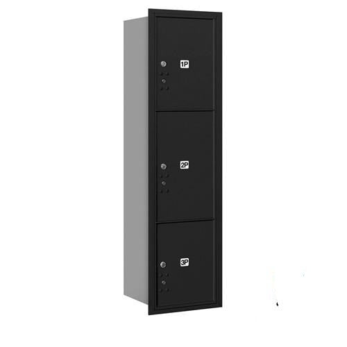 Mailboxes 3716S-3PBRU Salsbury Maximum Height Recessed Mounted 4C Horizontal Parcel Locker with 3 Parcel Lockers in Black with USPS Bccess - Rear Loading