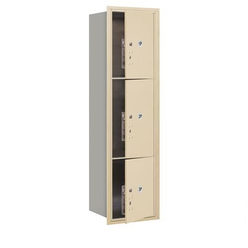 Mailboxes 3716S-3PSFP Salsbury Maximum Height Recessed Mounted 4C Horizontal Parcel Locker with 3 Parcel Lockers in Sandstone with Private Sccess - Front Loading