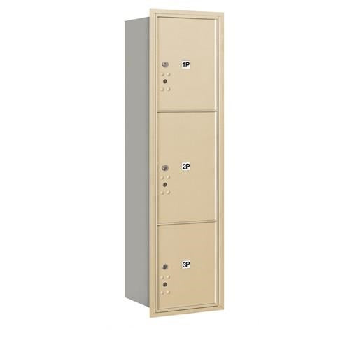 Mailboxes 3716S-3PSRP Salsbury Maximum Height Recessed Mounted 4C Horizontal Parcel Locker with 3 Parcel Lockers in Sandstone with Private Sccess - Rear Loading