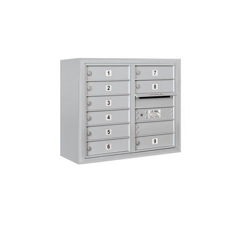 Mailboxes 3806D-09AFU Salsbury 6 Door High Surface Mounted 4C Horizontal Mailbox with 9 Doors in Aluminum with USPS Access