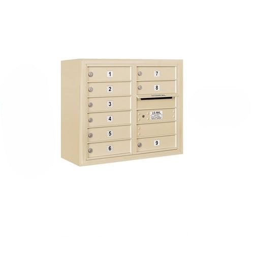 Mailboxes 3806D-09SFU Salsbury 6 Door High Surface Mounted 4C Horizontal Mailbox with 9 Doors in Sandstone with USPS Sccess