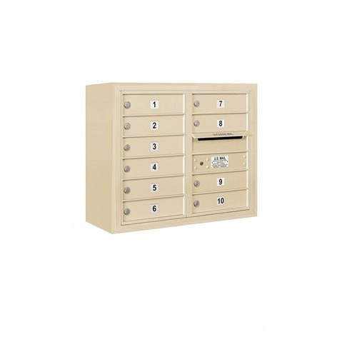 Mailboxes 3806D-10SFU Salsbury 6 Door High Surface Mounted 4C Horizontal Mailbox with 10 Doors in Sandstone with USPS Sccess