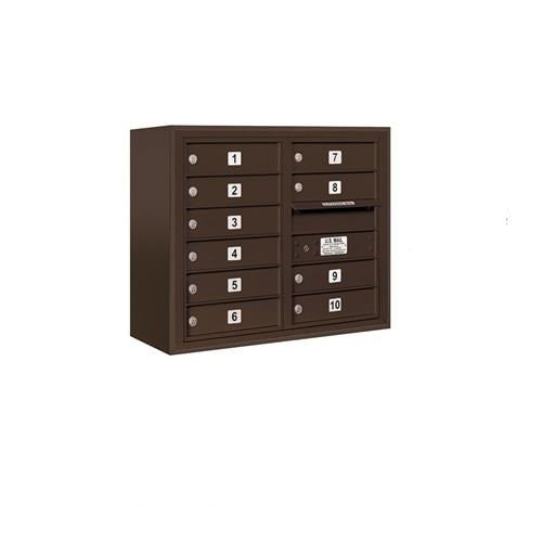 Mailboxes 3806D-10ZFU Salsbury 6 Door High Surface Mounted 4C Horizontal Mailbox with 10 Doors in Bronze with USPS Zccess