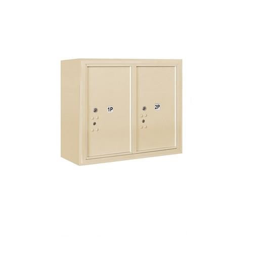 Mailboxes 3806D-2PSFU Salsbury 6 Door High Surface Mounted 4C Horizontal Parcel Locker with 2 Parcel Lockers in Sandstone with USPS Sccess