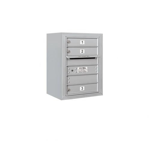 Mailboxes 3806S-03AFP Salsbury 6 Door High Surface Mounted 4C Horizontal Mailbox with 3 Doors in Aluminum with Private Access