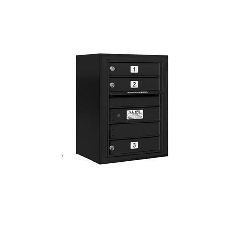 Mailboxes 3806S-03BFU Salsbury 6 Door High Surface Mounted 4C Horizontal Mailbox with 3 Doors in Black with USPS Bccess