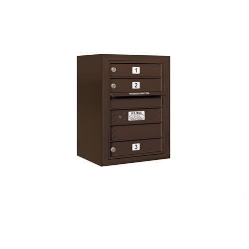 Mailboxes 3806S-03ZFP Salsbury 6 Door High Surface Mounted 4C Horizontal Mailbox with 3 Doors in Bronze with Private Zccess