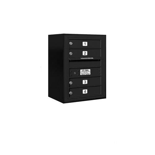 Mailboxes 3806S-04BFU Salsbury 6 Door High Surface Mounted 4C Horizontal Mailbox with 4 Doors in Black with USPS Bccess