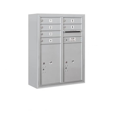 Mailboxes 3810D-06AFU Salsbury 10 Door High Surface Mounted 4C Horizontal Mailbox with 6 Doors and 2 Parcel Lockers in Aluminum with USPS Access