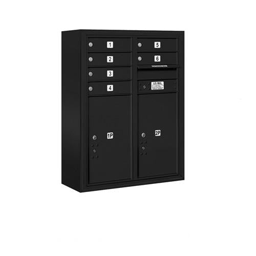 Mailboxes 3810D-06BFP Salsbury 10 Door High Surface Mounted 4C Horizontal Mailbox with 6 Doors and 2 Parcel Lockers in Black with Private Bccess