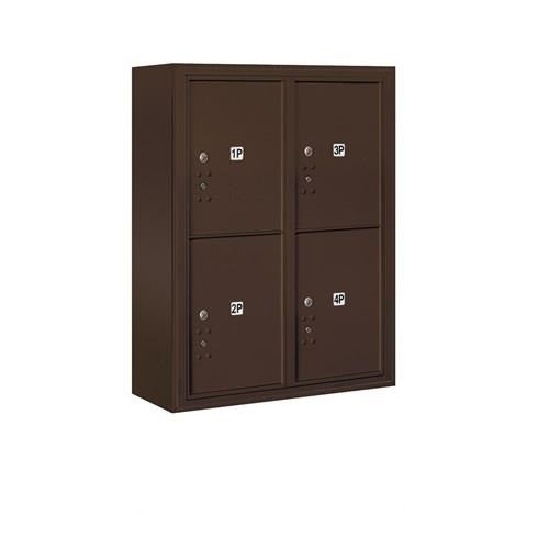 Mailboxes 3810D-4PZFU Salsbury 10 Door High Surface Mounted 4C Horizontal Parcel Locker with 4 Parcel Lockers in Bronze with USPS Zccess