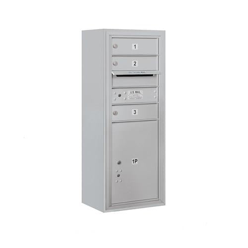 Mailboxes 3810S-03AFP Salsbury 10 Door High Surface Mounted 4C Horizontal Mailbox with 3 Doors and 1 Parcel Locker in Aluminum with Private Access