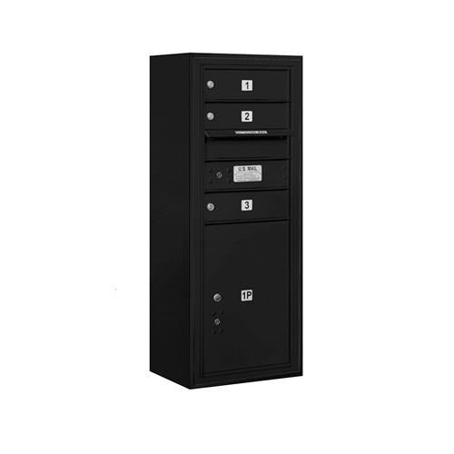 Mailboxes 3810S-03BFP Salsbury 10 Door High Surface Mounted 4C Horizontal Mailbox with 3 Doors and 1 Parcel Locker in Black with Private Bccess