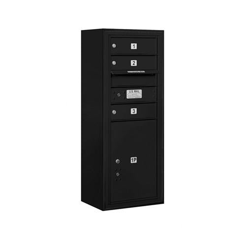 Mailboxes 3810S-03BFU Salsbury 10 Door High Surface Mounted 4C Horizontal Mailbox with 3 Doors and 1 Parcel Locker in Black with USPS Bccess