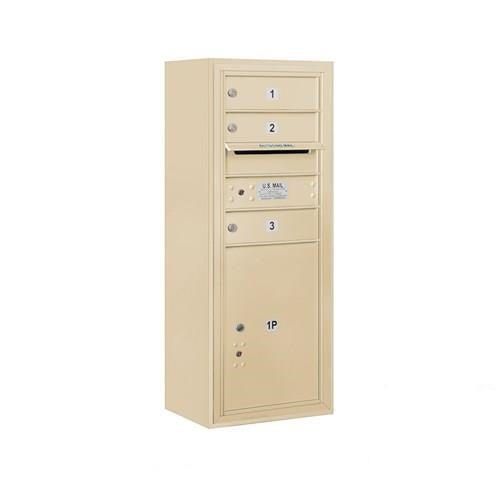 Mailboxes 3810S-03SFP Salsbury 10 Door High Surface Mounted 4C Horizontal Mailbox with 3 Doors and 1 Parcel Locker in Sandstone with Private Sccess