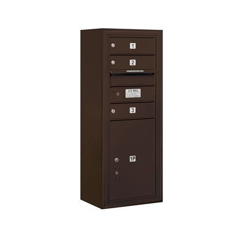 Mailboxes 3810S-03ZFU Salsbury 10 Door High Surface Mounted 4C Horizontal Mailbox with 3 Doors and 1 Parcel Locker in Bronze with USPS Zccess