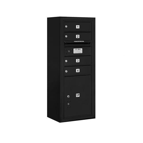 Mailboxes 3810S-04BFP Salsbury 10 Door High Surface Mounted 4C Horizontal Mailbox with 4 Doors and 1 Parcel Locker in Black with Private Bccess