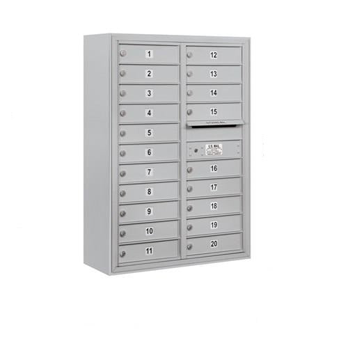 Mailboxes 3811D-20AFP Salsbury 11 Door High Surface Mounted 4C Horizontal Mailbox with 20 Doors in Aluminum with Private Access