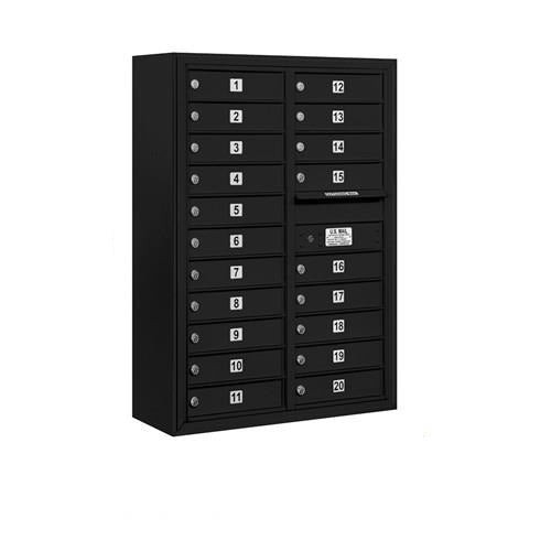 Mailboxes 3811D-20BFP Salsbury 11 Door High Surface Mounted 4C Horizontal Mailbox with 20 Doors in Black with Private Bccess