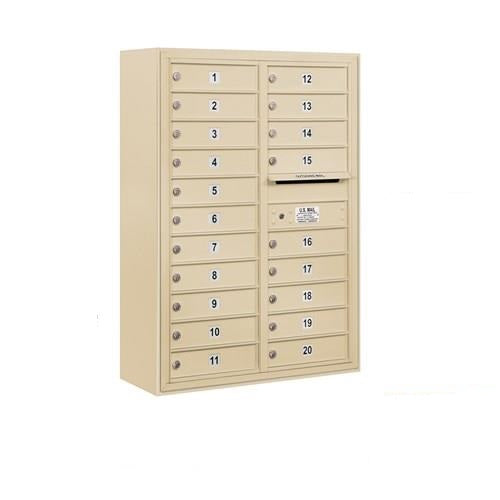 Mailboxes 3811D-20SFP Salsbury 11 Door High Surface Mounted 4C Horizontal Mailbox with 20 Doors in Sandstone with Private Sccess