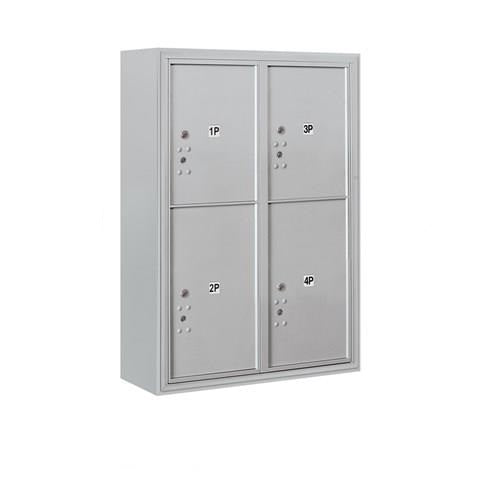 Mailboxes 3811D-4PAFP Salsbury 11 Door High Surface Mounted 4C Horizontal Parcel Locker with 4 Parcel Lockers in Aluminum with Private Access