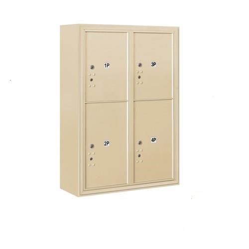 Mailboxes 3811D-4PSFP Salsbury 11 Door High Surface Mounted 4C Horizontal Parcel Locker with 4 Parcel Lockers in Sandstone with Private Sccess