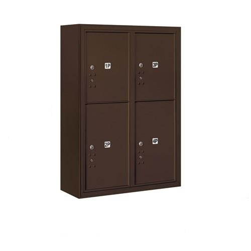 Mailboxes 3811D-4PZFP Salsbury 11 Door High Surface Mounted 4C Horizontal Parcel Locker with 4 Parcel Lockers in Bronze with Private Zccess