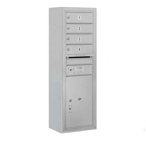 Mailboxes 3811S-04AFP Salsbury 11 Door High Surface Mounted 4C Horizontal Mailbox with 4 Doors and 1 Parcel Locker in Aluminum with Private Access