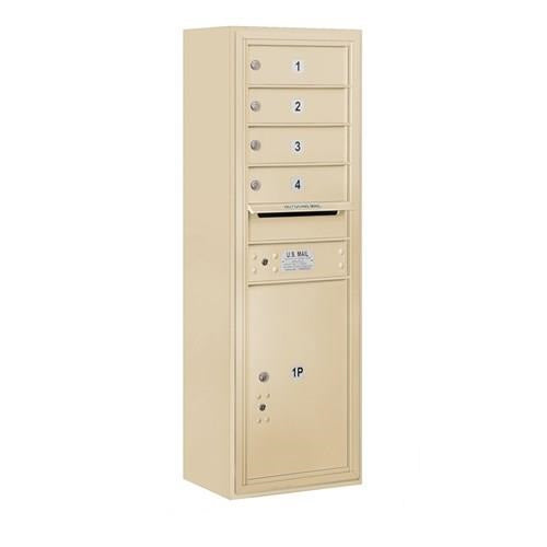 Mailboxes 3811S-04SFP Salsbury 11 Door High Surface Mounted 4C Horizontal Mailbox with 4 Doors and 1 Parcel Locker in Sandstone with Private Sccess