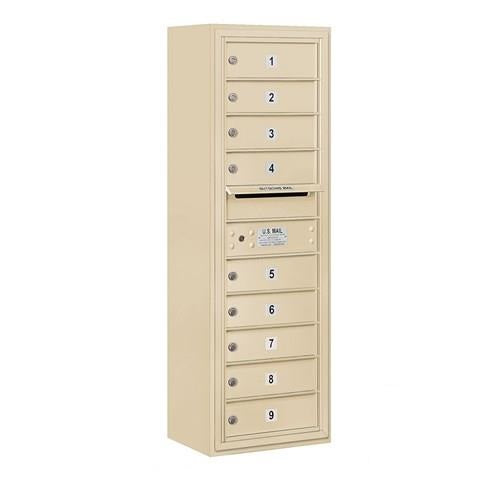 Mailboxes 3811S-09SFP Salsbury 11 Door High Surface Mounted 4C Horizontal Mailbox with 9 Doors in Sandstone with Private Sccess