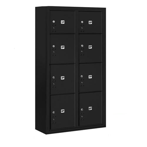 Mailboxes 3816D-8PBFP Salsbury Maximum Height Surface Mounted 4C Horizontal Parcel Locker with 8 Parcel Lockers in Black with Private Bccess