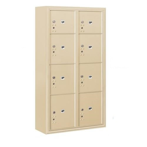 Mailboxes 3816D-8PSFP Salsbury Maximum Height Surface Mounted 4C Horizontal Parcel Locker with 8 Parcel Lockers in Sandstone with Private Sccess