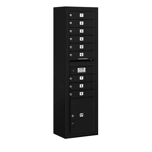 Mailboxes 3816S-09BFU Salsbury Maximum Height Surface Mounted 4C Horizontal Mailbox with 9 Doors and 1 Parcel Locker in Black with USPS Bccess