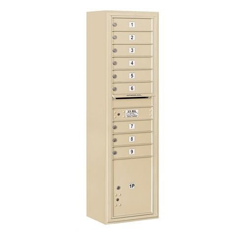 Mailboxes 3816S-09SFP Salsbury Maximum Height Surface Mounted 4C Horizontal Mailbox with 9 Doors and 1 Parcel Locker in Sandstone with Private Sccess