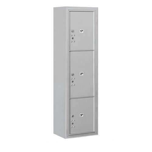 Mailboxes 3816S-3PAFU Salsbury Maximum Height Surface Mounted 4C Horizontal Parcel Locker with 3 Parcel Lockers in Aluminum with USPS Access