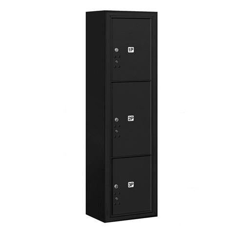 Mailboxes 3816S-3PBFP Salsbury Maximum Height Surface Mounted 4C Horizontal Parcel Locker with 3 Parcel Lockers in Black with Private Bccess