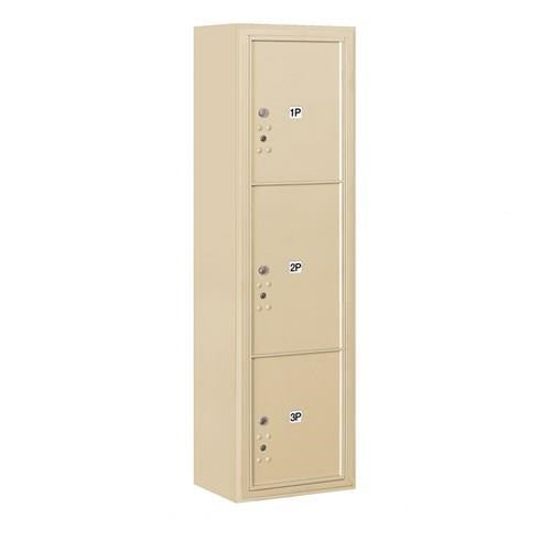 Mailboxes 3816S-3PSFP Salsbury Maximum Height Surface Mounted 4C Horizontal Parcel Locker with 3 Parcel Lockers in Sandstone with Private Sccess