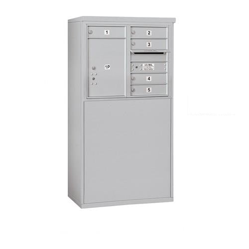 Mailboxes 3906D-05AFU Salsbury 6 Door High Free-Standing 4C Horizontal Mailbox with 5 Doors and 1 Parcel Locker in Aluminum with USPS Access