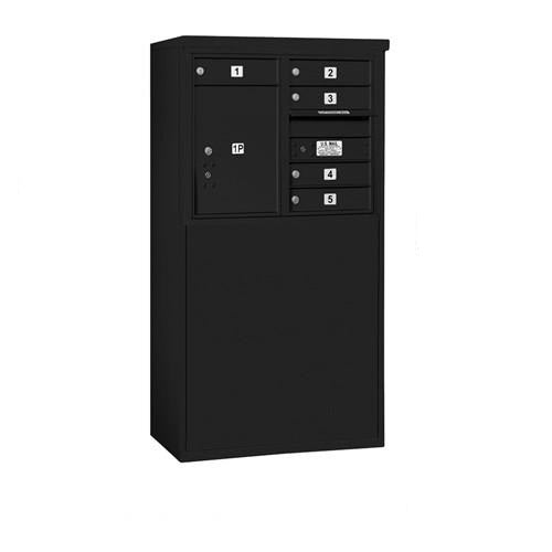 Mailboxes 3906D-05BFP Salsbury 6 Door High Free-Standing 4C Horizontal Mailbox with 5 Doors and 1 Parcel Locker in Black with Private Bccess