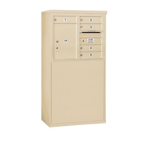 Mailboxes 3906D-05SFP Salsbury 6 Door High Free-Standing 4C Horizontal Mailbox with 5 Doors and 1 Parcel Locker in Sandstone with Private Sccess