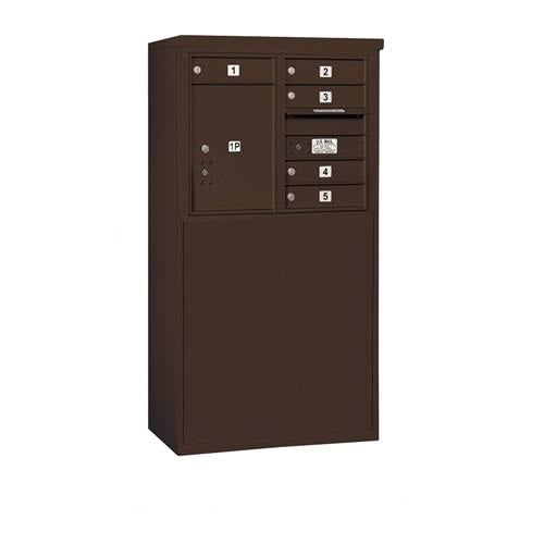 Mailboxes 3906D-05ZFP Salsbury 6 Door High Free-Standing 4C Horizontal Mailbox with 5 Doors and 1 Parcel Locker in Bronze with Private Zccess