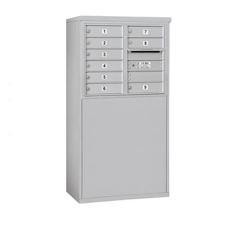 Mailboxes 3906D-09AFP Salsbury 6 Door High Free-Standing 4C Horizontal Mailbox with 9 Doors in Aluminum with Private Access