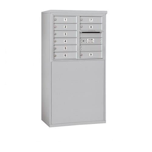 Mailboxes 3906D-09AFU Salsbury 6 Door High Free-Standing 4C Horizontal Mailbox with 9 Doors in Aluminum with USPS Access